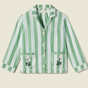 TROVATA Dylan Shirt Jacket Aloe Stripe Size Small